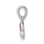 Sterling Silver Rhodium-plated Red Enameled Hearts Children's Pendant - Image 2