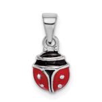 Sterling Silver RH-plated Red & Black Enamel Ladybug Children's Pendant