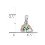Sterling Silver RH-plated Polished & Enameled Rainbow Children's Pendant - Image 4