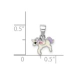 Sterling Silver RH-plated Multi-color Enameled Unicorn Children's Pendant - Image 4