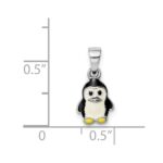 Sterling Silver RH-plated Multi-color Enameled Penguin Children's Pendant - Image 4