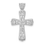 Sterling Silver Rhodium-plated Filigree Textured Cross Pendant