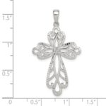 Sterling Silver Diamond & Diamond-cut Cross Pendant - Image 4