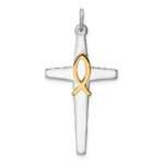 Sterling Silver Platinum-plated & Gold Tone Cross Pendant