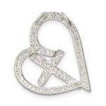 Sterling Silver Polished Cross Heart Chain Slide - Image 3