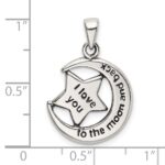 Sterling Silver LOVE YOU TO THE MOON Antiqued Star and Moon Pendant - Image 4