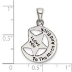 Sterling Silver I LOVE YOU TO THE MOON Antiqued Star and Moon Pendant - Image 4