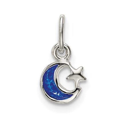 Sterling Silver Enameled Blue Moon and Star Charm