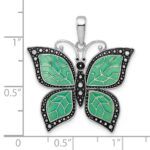 De-Ani Sterling Silver Rhodium-Plated Polished Enameled Aqua Butterfly Pendant - Image 4