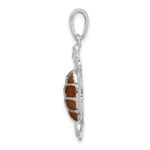 De-Ani Sterling Silver Rhodium-plated Polished Enameled Brown Sea Turtle Pendant - Image 2