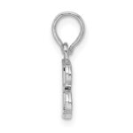 Sterling Silver Rhodium-plated Polished Block Initial -B- Pendant - Image 2