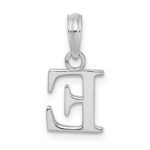 Sterling Silver Rhodium-plated Polished Block Initial -E- Pendant - Image 3