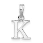 Sterling Silver Rhodium-plated Polished Block Initial -K- Pendant