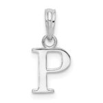 Sterling Silver Rhodium-plated Polished Block Initial -P- Pendant