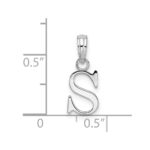 Sterling Silver Rhodium-plated Polished Block Initial -S- Pendant - Image 4