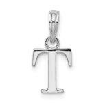 Sterling Silver Rhodium-plated Polished Block Initial -T- Pendant - Image 3