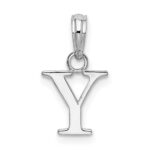 Sterling Silver Rhodium-plated Polished Block Initial -Y- Pendant - Image 3