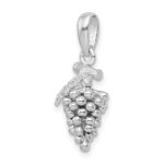 De-Ani Sterling Silver Rhodium-Plated Polished 3D Grapes Pendant - Image 4