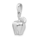 De-Ani Sterling Silver Rhodium-Plated Polished 3D Apple Pendant - Image 4