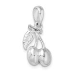 De-Ani Sterling Silver Rhodium-Plated Polished 3D Cherries Pendant - Image 4