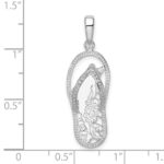 De-Ani Sterling Silver Rhodium-Plated 3D Cut-Out Dolphin Flip-flop Pendant - Image 4