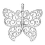 De-Ani Sterling Silver Rhodium-Plated Large Beaded Filigree Butterfly Pendant - Image 3