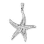 De-Ani Sterling Silver Rhodium-plated Textured Diamond-Cut Starfish Pendant - Image 3