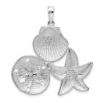 De-Ani Sterling Silver Rhodium-plated Polished and Diamond-Cut Sea Life Pendant - Image 3