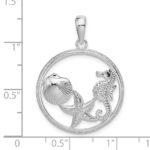 De-Ani Sterling Silver Rhodium-plated Polished Sea Life Round Pendant - Image 6