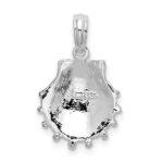 De-Ani Sterling Silver Rhodium-Plated Polished Lions Paw Shell Pendant - Image 4