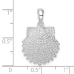 De-Ani Sterling Silver Rhodium-Plated Polished Beaded Scallop Shell Pendant - Image 6