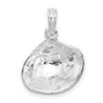 De-Ani Sterling Silver Rhodium-Plated Polished Clam Shell Pendant - Image 5