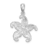De-Ani Sterling Silver Rhodium-Plated Polished Starfish Pendant - Image 4