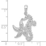 De-Ani Sterling Silver Rhodium-Plated Polished Starfish and Seahorse Pendant - Image 6