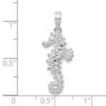 De-Ani Sterling Silver Rhodium-Plated Polished 3D Seahorse Pendant - Image 6