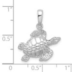 De-Ani Sterling Silver Rhodium-Plated Polished Large Sea Turtle Pendant - Image 6