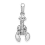 De-Ani Sterling Silver Rhodium-plated Polished 3D Moveable Lobster Pendant