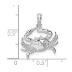 De-Ani Sterling Silver Rhodium-Plated Polished Blue Crab Pendant - Image 6