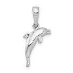 De-Ani Sterling Silver Rhodium-Plated Polished 3D Jumping Dolphin Pendant - Image 4