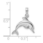 De-Ani Sterling Silver Rhodium-Plated Polished 3D Jumping Dolphin Pendant - Image 6