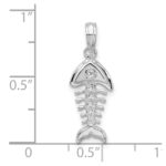 De-Ani Sterling Silver Rhodium-plated Polished 3D Fishbone Pendant - Image 6