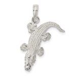 De-Ani Sterling Silver Rhodium-Plated Polished 3D Alligator Pendant