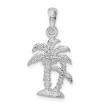 De-Ani Sterling Silver Rhodium-Plated Polished and Textured 3D Two Palm Trees Pendant - Image 5