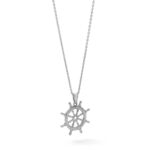 De-Ani Sterling Silver Rhodium-Plated Polished Cut-Out 3D Ships Wheel Pendant - Image 7