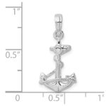 De-Ani Sterling Silver Rhodium-Plated Polished 3D Anchor with Rope Pendant - Image 6