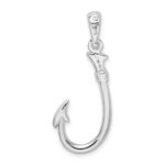 De-Ani Sterling Silver Rhodium-Plated Polished 3D Fish Hook Pendant - Image 5