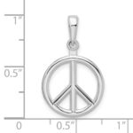 De-Ani Sterling Silver Rhodium-Plated Polished Peace Symbol Pendant - Image 6