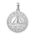 De-Ani Sterling Silver Rhodium-Plated Textured Turks and Caicos with Sailboat Pendant