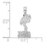 De-Ani Sterling Silver Rhodium-Plated Polished Turks and Caicos Flamingo Pendant - Image 6