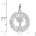 De-Ani Sterling Silver Rhodium-Plated Textured Siesta Key Florida with Palm Tree Pendant - Image 6